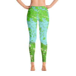 Alternative view of Fun Winnipeasaukee Map Leggings, Bright Colors!