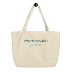 Winnipesaukee, por favor! Large organic tote bag or beach bag
