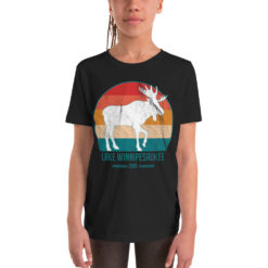 Alternative view of Colorful Winnipesaukee with Moose - Youth Short Sleeve T-Shirt