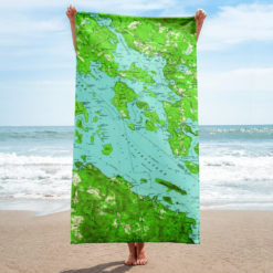 Bright Winnipesaukee Map Beach Towel