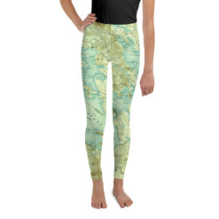 Alternative view of Vintage Winnipesaukee Map Youth Leggings - Sizes 8 -20