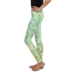 Vintage Winnipesaukee Map Youth Leggings - Sizes 8 -20